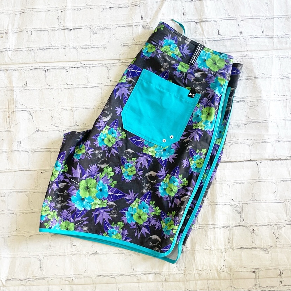 Mens Under Armour Grey & Blue Floral Board Shorts